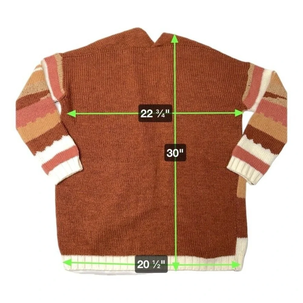Boho Aztec Cardigan Womens M NWT Made in Italy Earth Tone Cozy‎ Fall Sweater